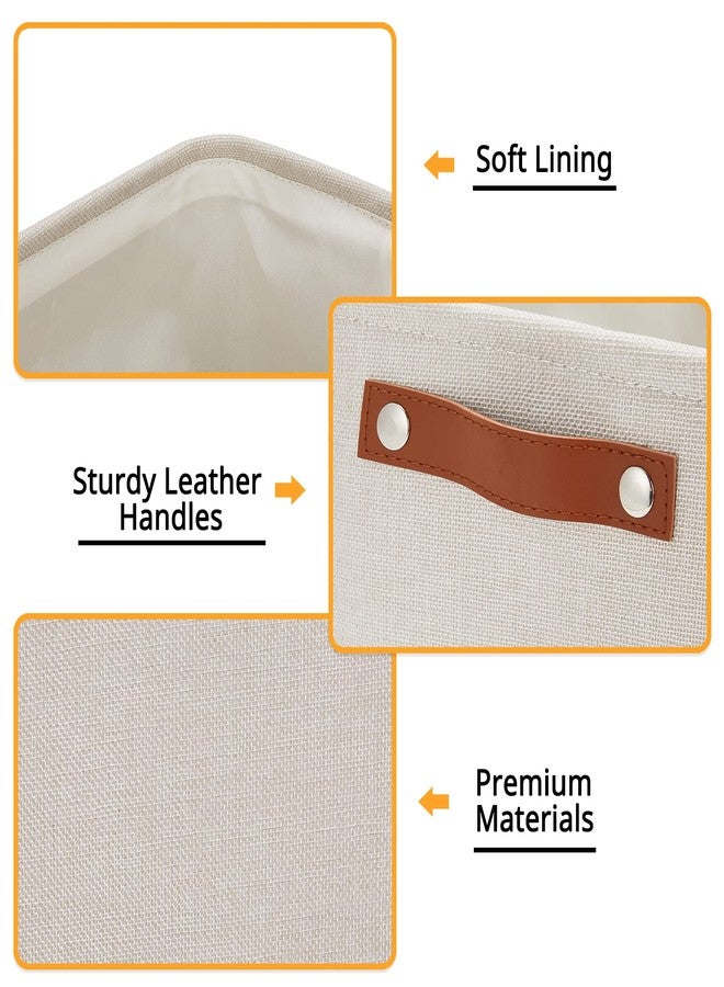 DULLEMELO Fabric Organizer for Storage, Office, Home, Nursery - Small Fabric Storage Basket with Handles (Beige) - Image 3